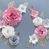 Pink Grey Paper Flower Set, Nursery Paper Flower Wall Decor, Baby Girl Nursery Flowers, Paper Flowers, Nursery Paper Flowers
