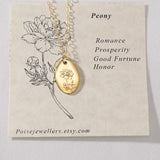 Peony Flower Necklace . Dainty Spring Floral Necklace . Frangrance Bloom Necklace