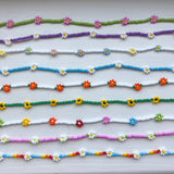 Beaded Flower Daisy Necklace | Belly Chain | Seed Bead Necklace | Handmade | Choker | Indie | Boho | Minimalist | Daisy Chain | Summer