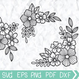 Flower SVG, Floral Svg, Floral Svg Bundle, Flower Svg Cut Files, Wedding, Border, Bundle, Flower Corner, Svg Files For Cricut And Silhouette