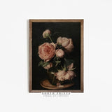 Moody Vintage Flower Print | Dark Floral Still Life Oil Painting | PRINTABLE Digital Antique Art | 783