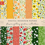 Flower Gallery Garden Digital Papers - Part 2 - Scrapbook Paper - Seamless Patterns - Digital Background - Printable Paper Set - Wedding