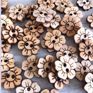 Wooden flower buttons. Plum Blossoms. Quirky, boho, Daisy Buttons, Rustic, (37mm) 2 hole. - Free UK delivery