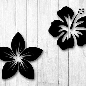 Black plumeria flower SVG cut file with leaf-like petals, tropical botanical clipart