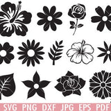 Flowers SVG Bundle, Flowers Clipart, Leaves svg, Rose SVG, Circut Cut Files Silhouette, Flowers Png, DXF Eps Vector Instant Download Shirt