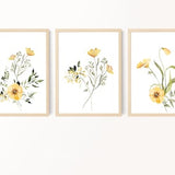 Wildflower Bouquet Prints, Yellow Flower Prints, Watercolor Flowers, Bedroom Wall Art, Living Room Wall Art, Farmhouse Decor, Digital Prints
