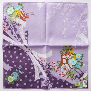Japanese Vintage Handkerchief Flowers Antique Cart 16" x 15.5"  I Free Delivery on order 35 USD Just buys multiple items together in order