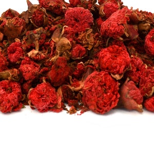 Dried red organic pomegranate flowers for herbal tea, cooking, and garnishing