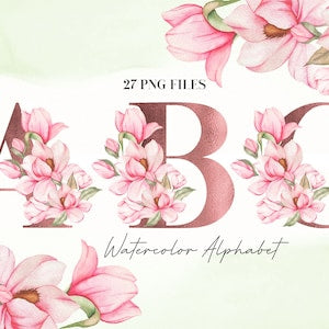 Watercolor floral letter B PNG with soft pink roses and rose-gold tint, transparent