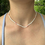 Pink and white flower necklace