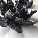 3 Black Porcelain Flowers - hand sculpted Black Parrot Tulip inspired flower set- wall dŽcor - table decoration