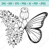 Floral Woman SVG, Girl butterfly fairy svg, Butterfly flower svg, Floral butterfly Svg, Woman flower butterfly wings Svg, Cricut, Eps, Dxf