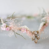 Elven fairy crown, woodland diadem, blush floral crown, fairy flower crown, elf tiara, elf headpiece, elvish tiara, babys breath elven crown