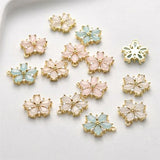 6pcs CZ Pave Flower Pendant Charm,Rhinestone Flower Pendant,Gold Plated Brass Pendant Charm Jewelry Finding Wholesale