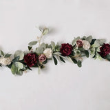 Burgundy, Ivory White, Dusty Pink Rose, Eucalyptus, Lamb's Ear Garland, Silk Flower Garland, Burgundy Garland, Rose Garland, Wedding Garland