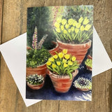 Terracotta Pots - gorgeous garden greeting card designed by British artist