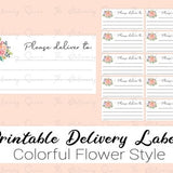 Please Deliver To Printable Labels, Colorful Flowers, Make Your Own Stickers For Postal Mail!