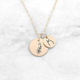 Birth Flower Necklace ¥ Flower Birth Month Necklace ¥ July Birth Flower Necklace ¥ Birth Month Flower Necklace ¥ Initial Necklace