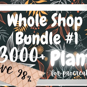 3000+ Plant Procreate Bundle: Watercolor, Sketch and Cutout Flowers and Foliage Procreate Stamps and Procreate Palettes. Tropical Leaves etc