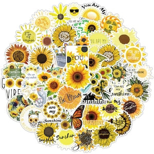 50pcs Yellow VSCO Cute Aesthetic Stickers Pack For Laptop Luggage Decal Removable Vinyl Skateboard Water Bottle Notebook Hydro Flask Girls