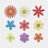 Mini Flowers Machine Embroidery Design - 9 Designs by 5 Sizes