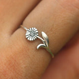 925 silver April Birth Flower ring,Daisy ring,Daisy flower jewelry,Floral Ring,Bridesmaid Gift,Birth Flower jewelry,unique handmade gift