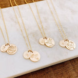 Personalized Bridesmaid Gift. Birth Flower Initial Necklace. BirthFlower Necklace, Minimalist Stamped Jewelry for Wedding. Floral Jewelry.