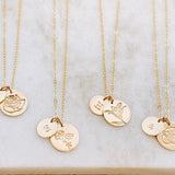 Personalized Gift for Gardener. Birth Flower Initial Necklace. BirthFlower Necklace, Minimalist Stamped Jewelry for Florist. Floral Jewelry.