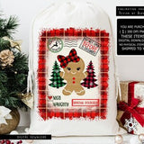 Santa Sack Png Sublimation Design Digital Download, Gingerbread Girl Png, Santa Bag Png File, Santa Present Bag Png, Santa Pack Png