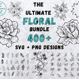 Floral Svg Bundle, Flower Svg Bundle, Flowers Bundle SVG, Wildflower SVG, Flowers Svg, Floral Svg, Rose Svg, Tree Svg Files, Flower Cricut