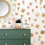 Wildflower Meadow Fabric Wall Decals, Boho Floral Decals for Girls Nursery, Flower Wall Stickers, Boho Nursery Decals, Floral Decals