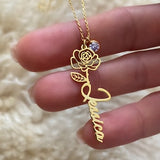 Birth Flower Name Necklace ¥ Silver Birthstone Name Necklace ¥  Custom Name Necklace ¥ Custom Flower Necklace ¥ Personalized Flower Necklace