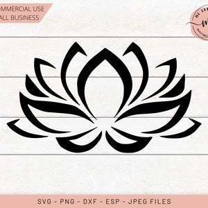 Lotus flower instant download cut file design, black lotus with symmetrical petals and flame-like center