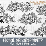 Flower svg bundle | floral arrangement svg | floral svg | wildflower svg | floral border svg | bouquet svg | flower border svg | flower png