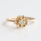 Peony No.2 Ring | 14K Australian Opal Peony Stackable Ring | Solid 14k Gold Flower Ring | Floral Ring | Peony Ring | Flower Ring