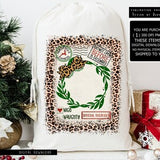 Leopard Santa Sack Sublimation Png Design Digital Download, Santa Bag Png Design, Christmas Wreath Png, Christmas Sublimation, Buffalo Plaid