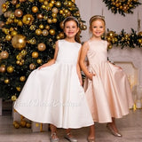 Satin flower girl dress, Champagne flower girl dress, Ivory flower girl dress, Girls ball gown, Girl Wedding dress, Toddler Formal dress