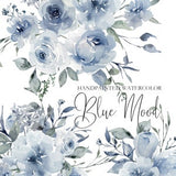 Dusty Blue Watercolor Florals, Baby Blue Watercolor flowers  individual elements png clip art Wedding Invite, Light Blue Florals