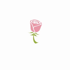 Pink rose with green stem logo icon