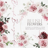 Watercolor Blush flower, Blush Burgundy flowers, Watercolor flower png, Blush flower clipart, Blush Watercolor flowers, Watercolor Floral