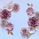 Mauve Pink/ Rose Gold Paper Flower Set, Nursery Paper Flower Wall Decor, Baby Girl Nursery Flowers, Paper Flowers, Nursery Paper Flowers