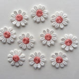 Set Of 10 Pink Daisy Flower Sew On Embroidered Patch AppliquŽs Badge