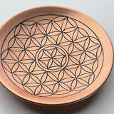 Copper Flower of Life Plate, Engraved Crystal charging Bowl, Crystal Grid, Sacred Geometry, Metaphysical
