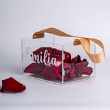 Wedding Flower girl basket, Clear acrylic Basket Box for petals or confetti, Personalized bucket, Customized Name