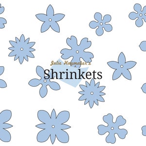 Shrink plastic flower template SVG with blue flower outline shapes