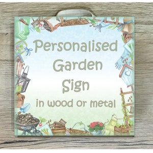 Rectangular garden sign with colorful border and text "Personalised Garden Sign"