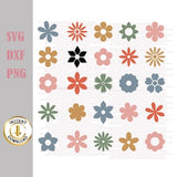 Cute Flower svg Bundle, Gardening flower icon svg, Flat flowers clipart vector svg png dxf stencil cut file for silhouette cricut vinyl