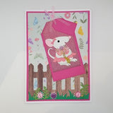 Mouse birthday card, Flower card, Card for girls, Animal lover card, card for nature lover, Personalised cards, Women's cards, Handmade card