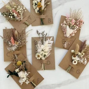 Mini Dried flower bouquet | small milk bottle arrangement | table decoration | letterbox gift | pampas | Boutonniere| BOHO cake flowers
