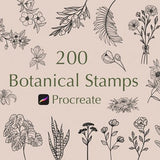 200 Procreate Botanical Stamps | Floral Procreate Stamps | Procreate Flowers Stamps | Procreate Leaves | Commercial use included